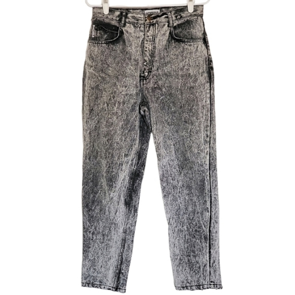 7171 * Anchor Blue Vintage Acid Wash High Rise Jeans Black Gray Size 13 80s